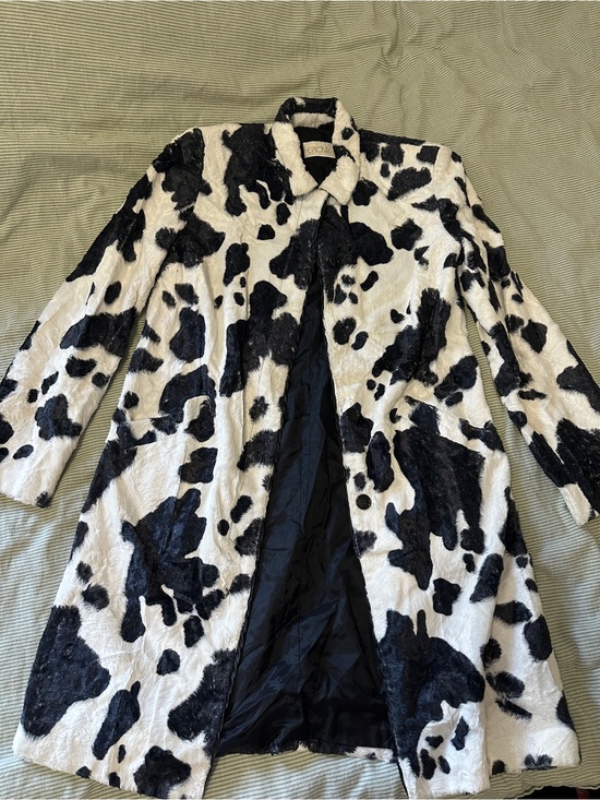 Cache Jackets & Blazers - CACHE Faux Fur Cow-Print Coat - Black & White Women’s Jacket